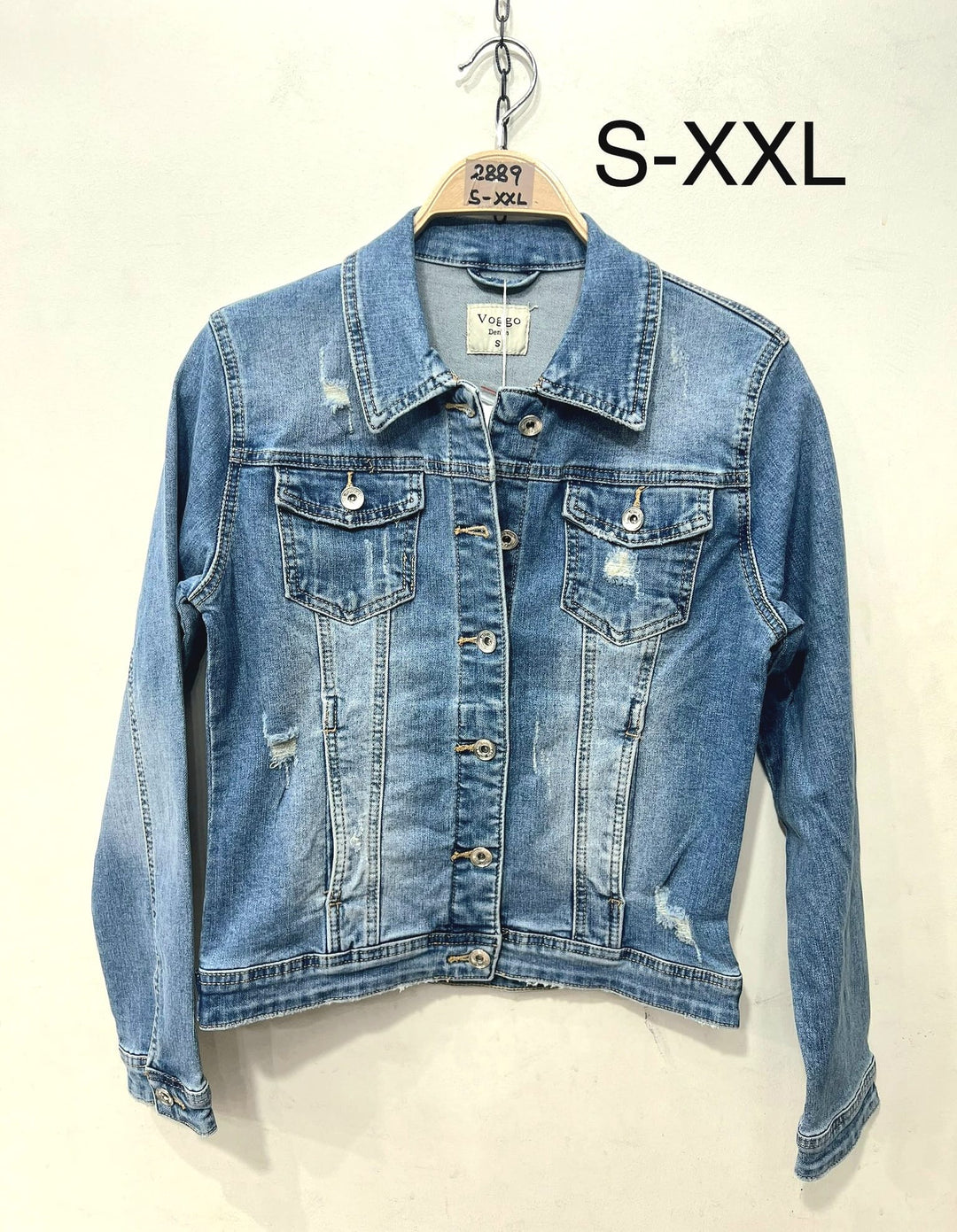 Vintage Wash Rip Stitch Stretch Denim Jacket (5P.Pack) - jqwholesale.com