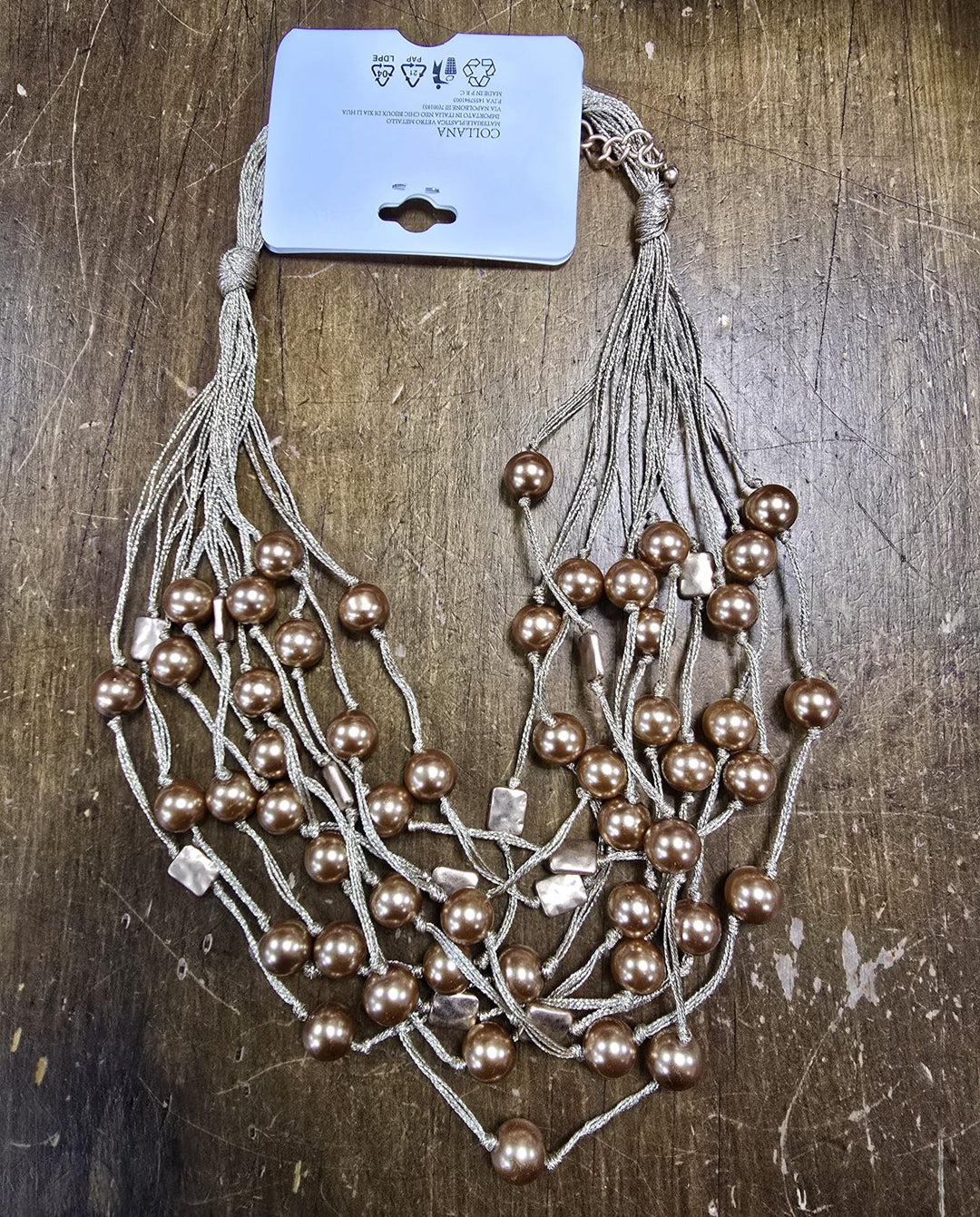 Bronze Bead Lurex Necklace - jqwholesale.com
