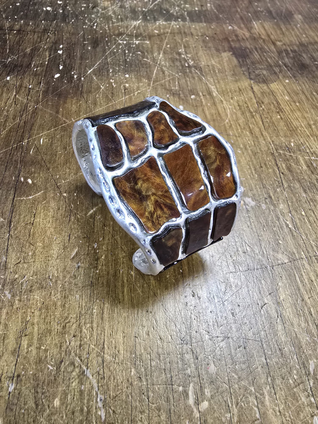 Chocolate Marble Metal Cuff bracelet - jqwholesale.com