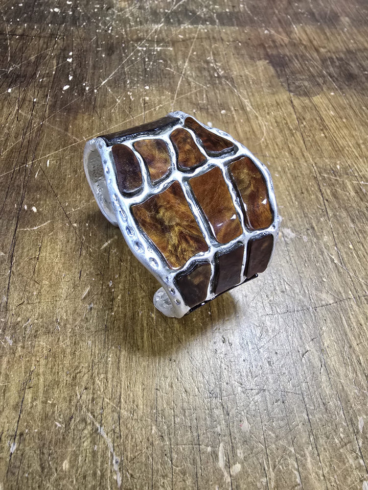 Chocolate Marble Metal Cuff bracelet - jqwholesale.com