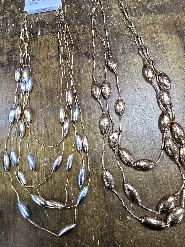 Metallic Bead Gold Layered Necklace - jqwholesale.com