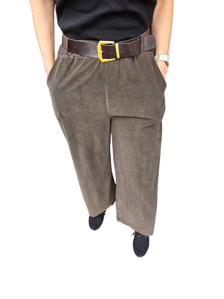 Cord Soft Lined Wide Leg Trousers - jqwholesale.com