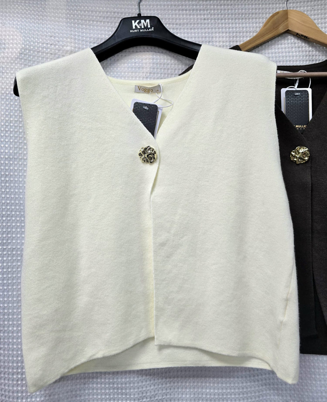 Vintage Gold Metal Button Wool Blend V Waistcoat (2p.pack) - jqwholesale.com