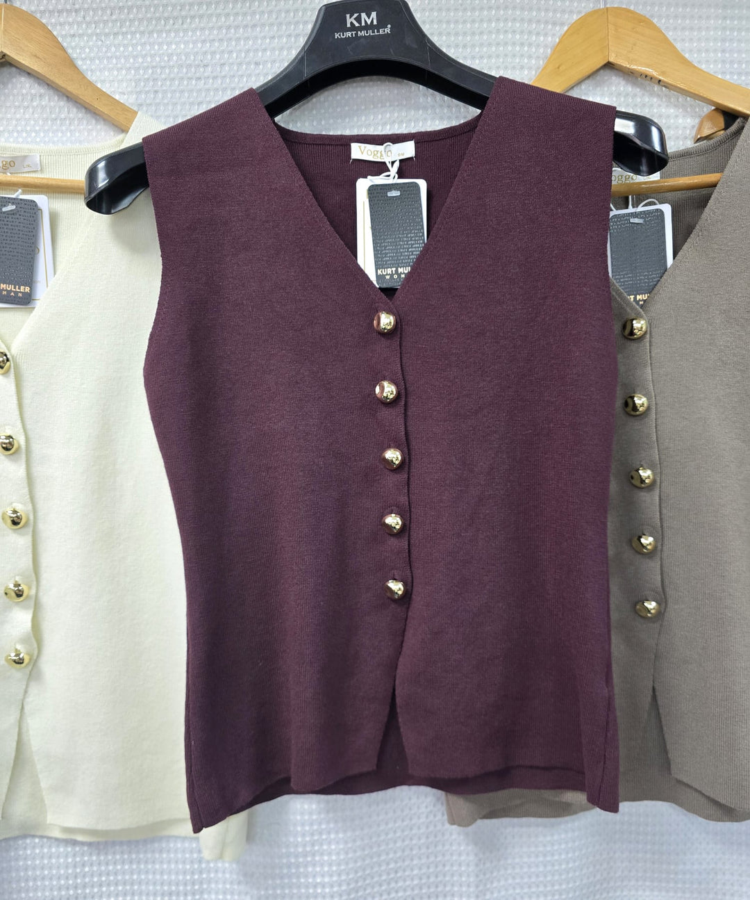 Gold Metal Button Wool Blend V Waistcoat (2p.pack) - jqwholesale.com