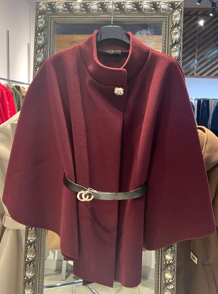 Gold Button Belted Cape