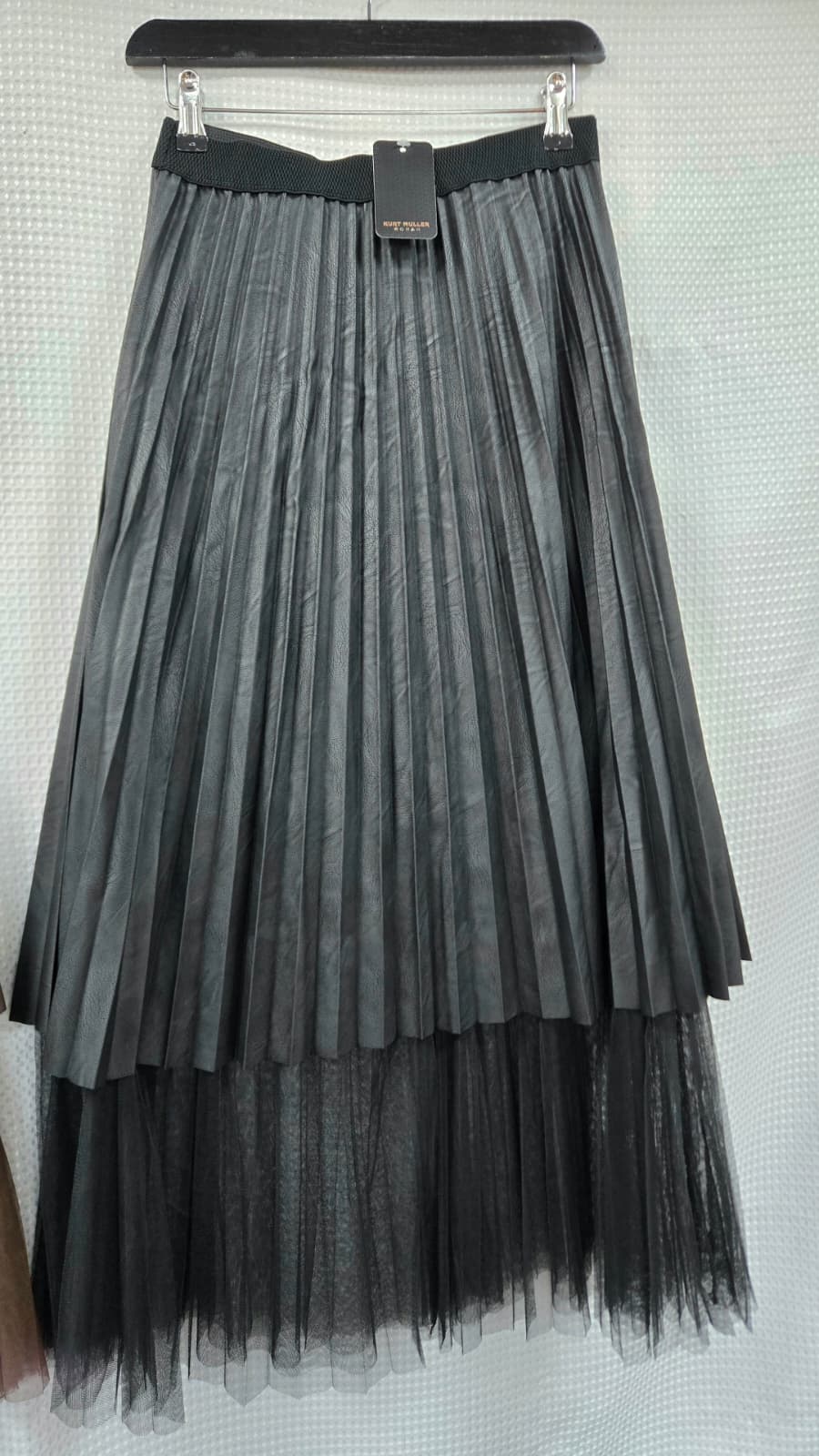 Leather Look Pleated Lace Midaxi Skirt - jqwholesale.com