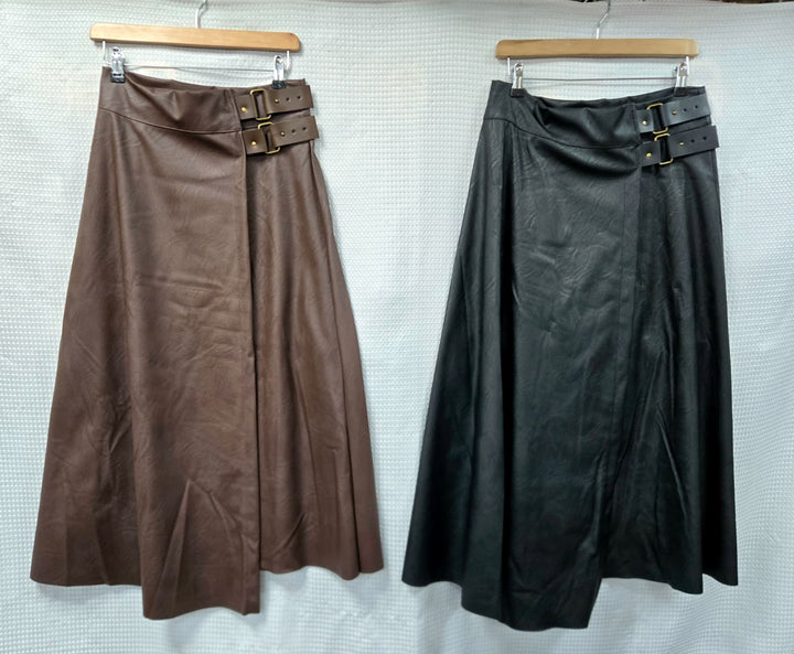 PU Leather look buckle Skirt - jqwholesale.com