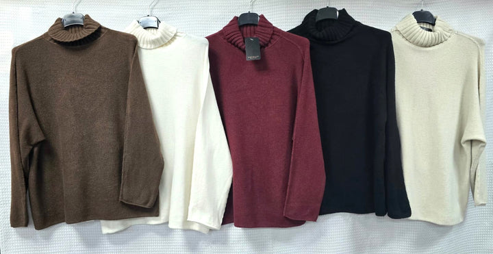 Ribbed Polo Neck Fine Knit - jqwholesale.com