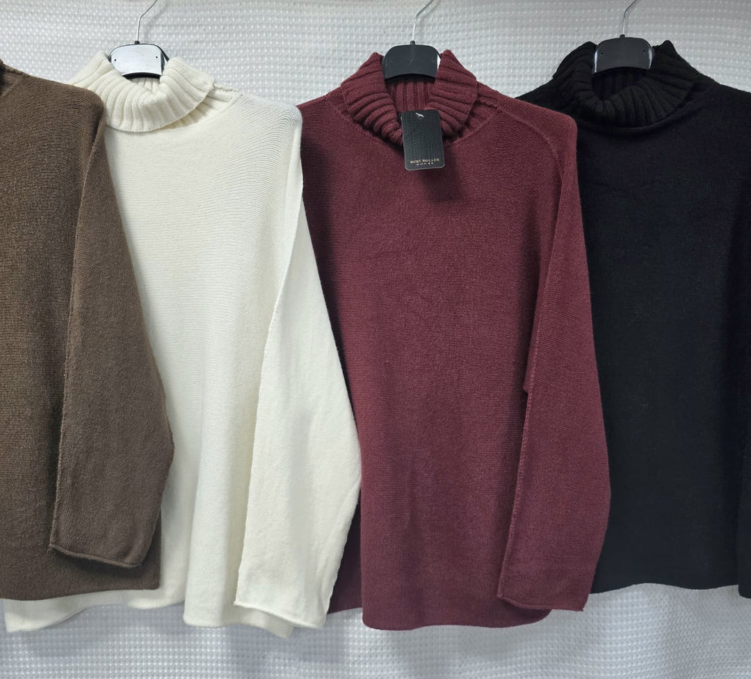 Ribbed Polo Neck Fine Knit - jqwholesale.com