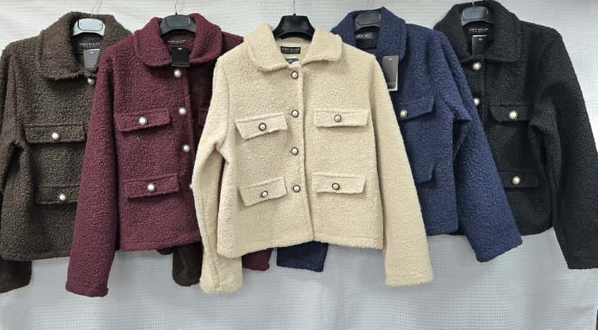 CH Pearl Button Boucle Cotton Wool Jacket - jqwholesale.com