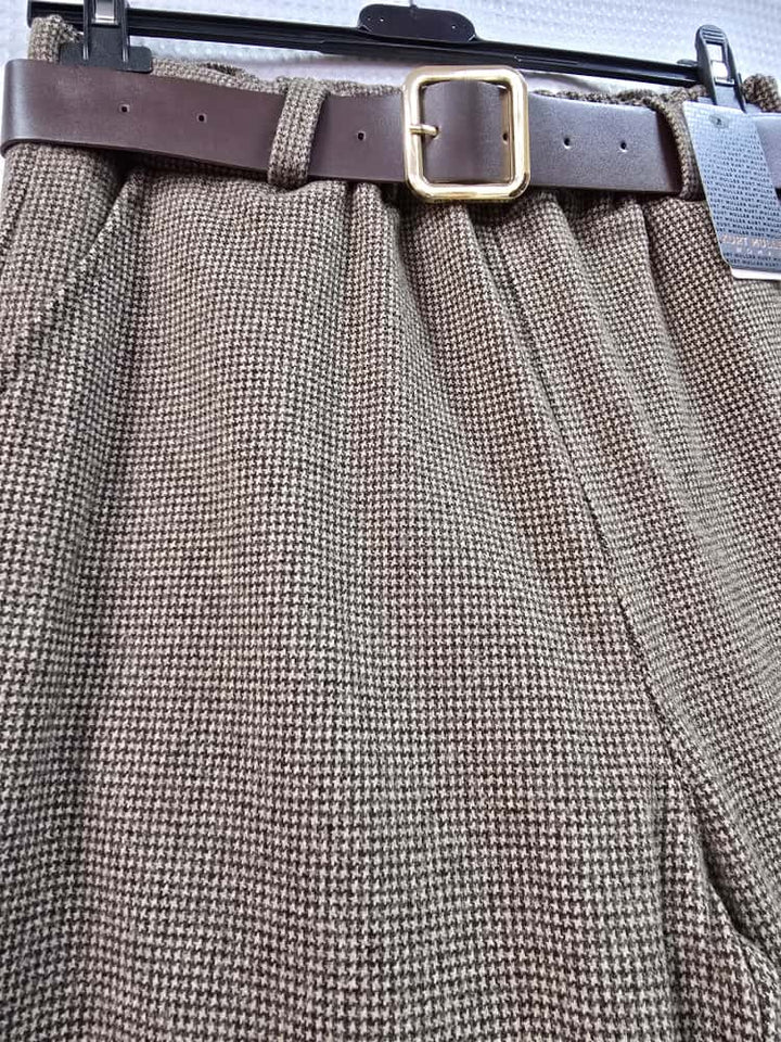 Tweed Check Wide Leg Trousers - jqwholesale.com