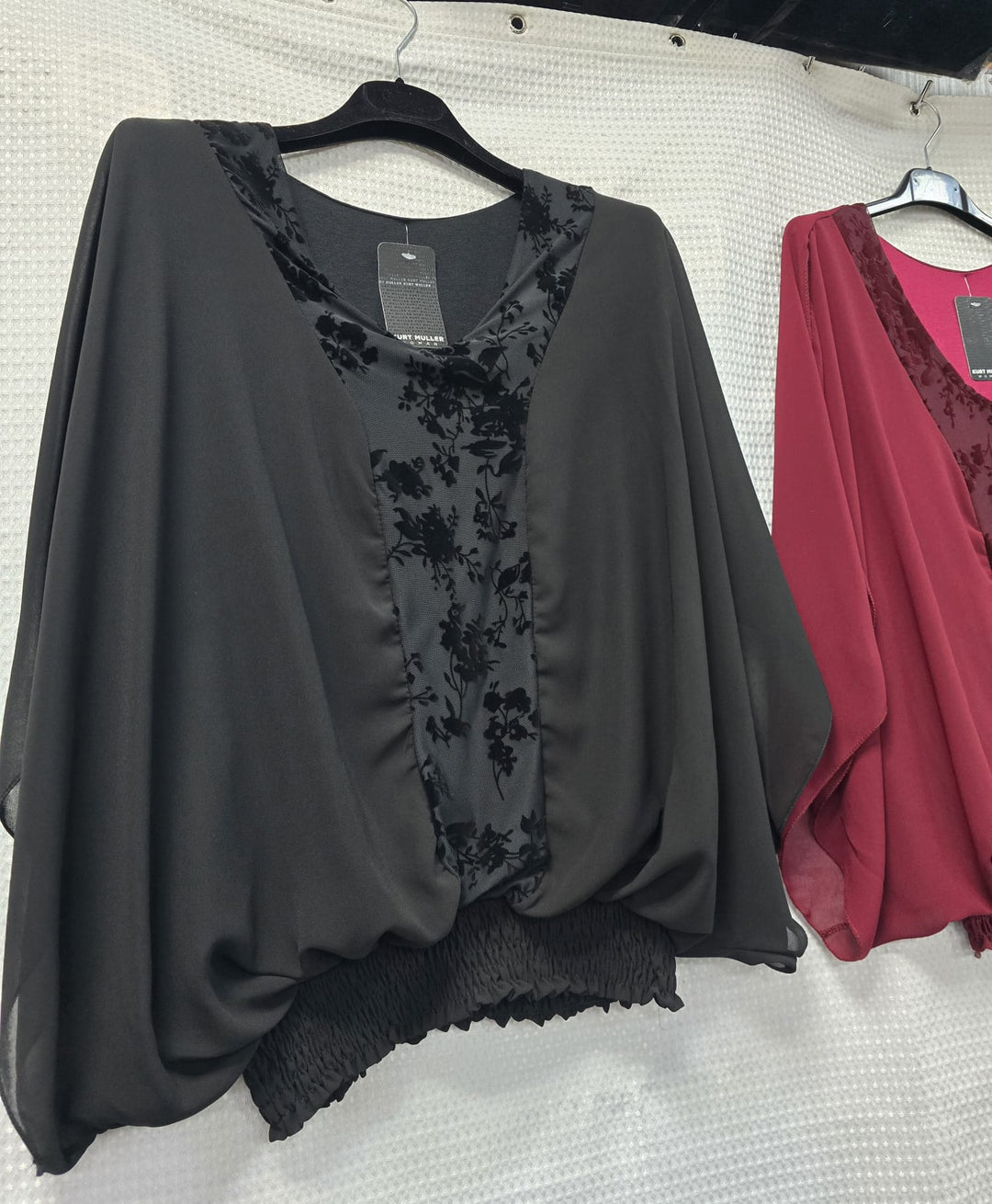 Velvet V neck Angel Sleeve Top