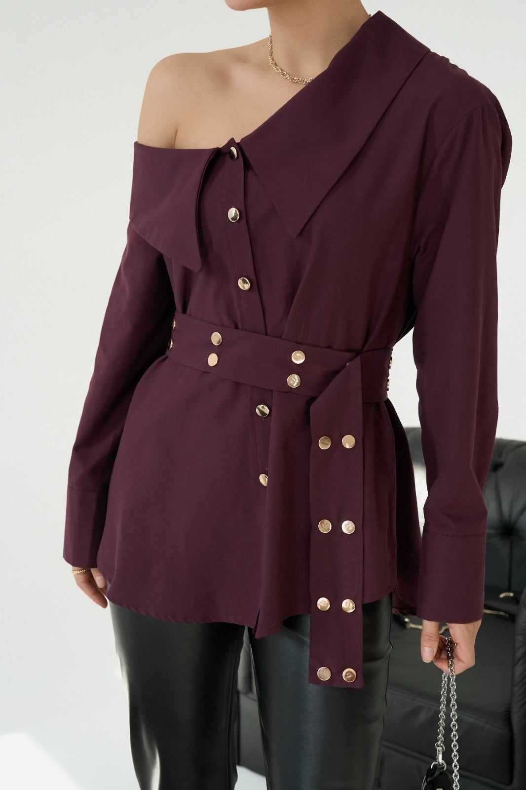 Asymmetric Button Detail Shirt