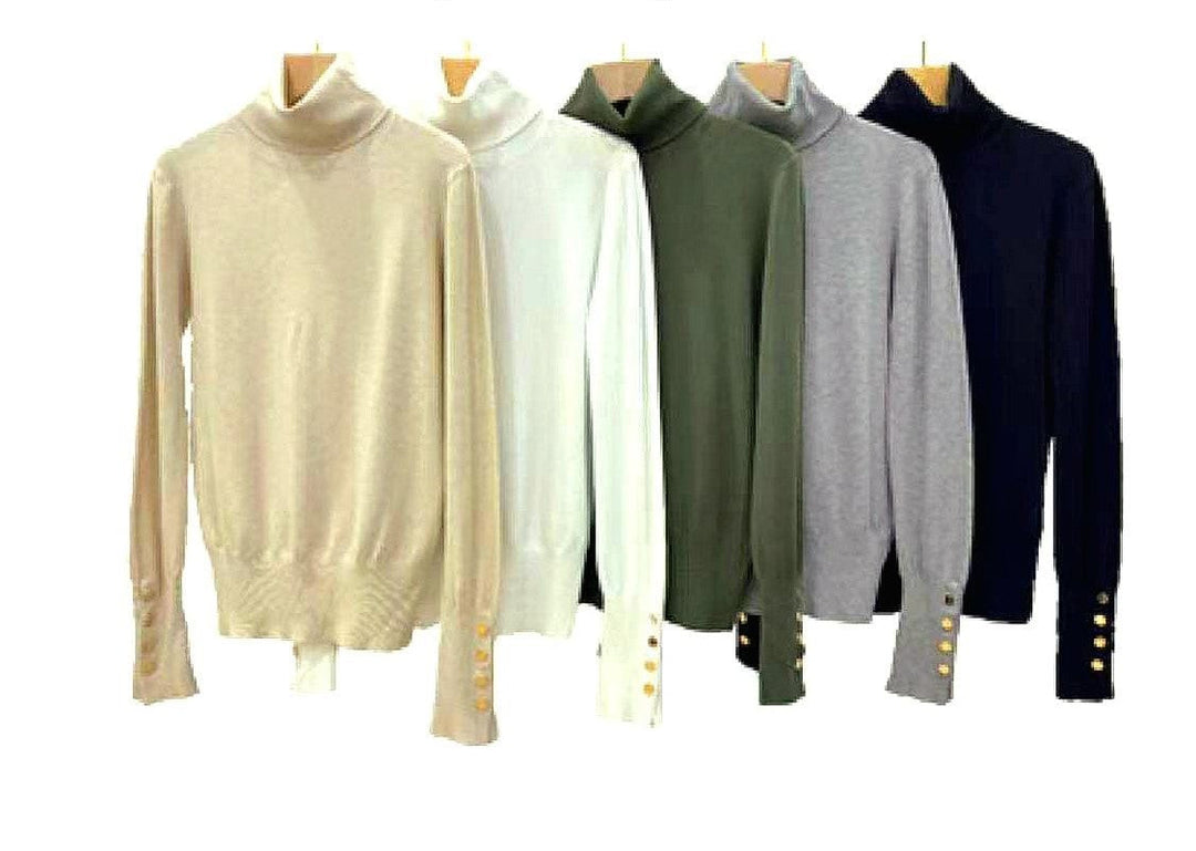 Zara Gold Button Polo Fine Knit Top (2p.pack)