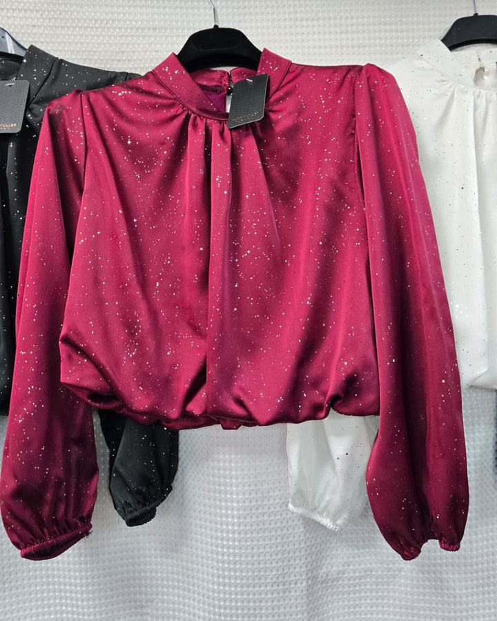 Sparkle Sateen Cropped Blouse