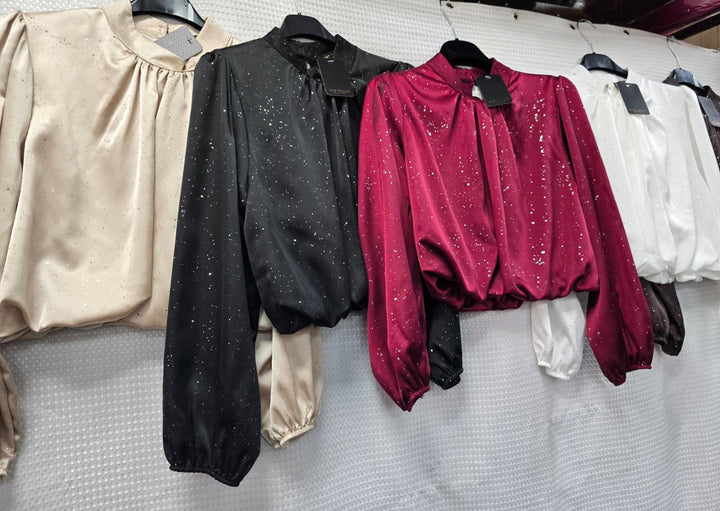 Sparkle Sateen Cropped Blouse