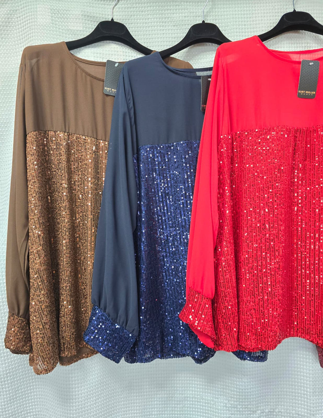 Sequin Cuff Tunic Blouse