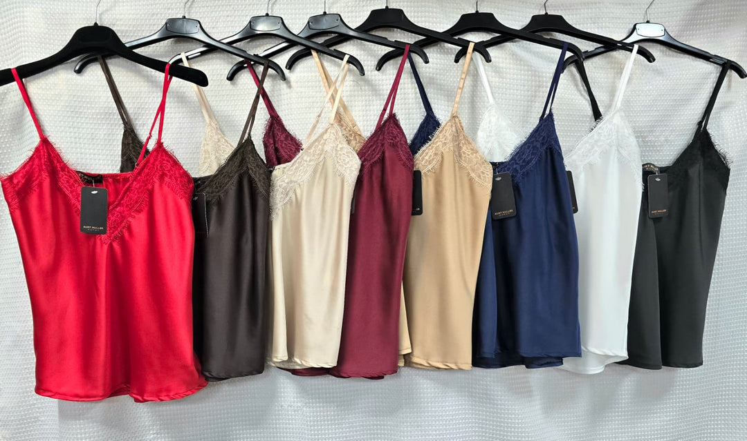 Lace Trim Satin Cami Vest