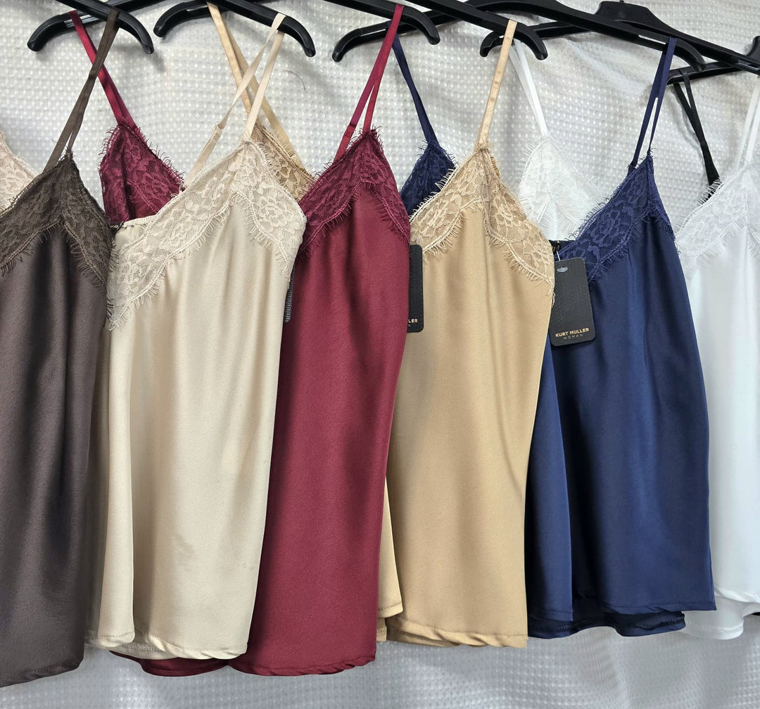 Lace Trim Satin Cami Vest