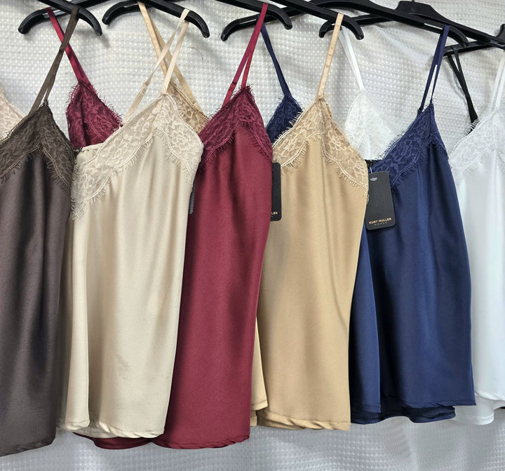 Lace Trim Satin Cami Vest