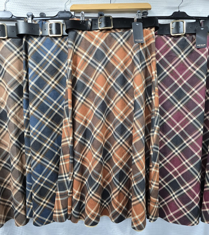Coloured Check Suedette A-line Skirt