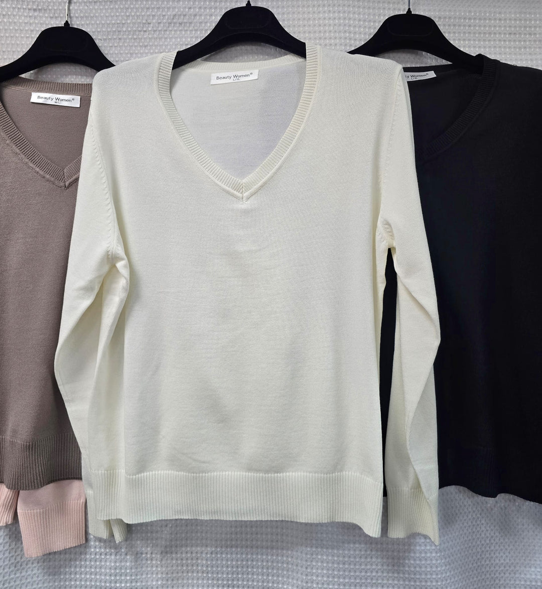 Fine V neck soft touch Knit (8p.pack)