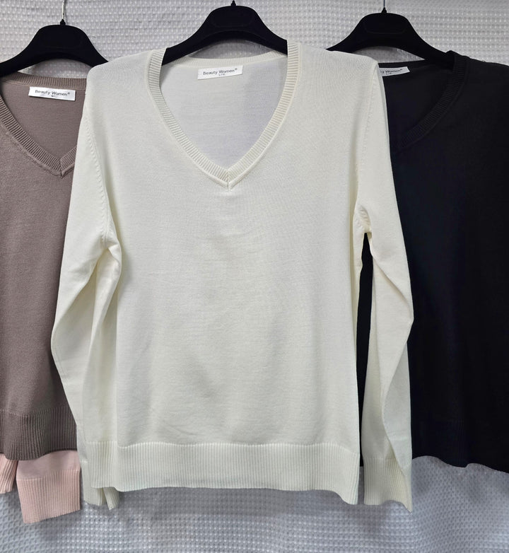 Fine V neck soft touch Knit (8p.pack)