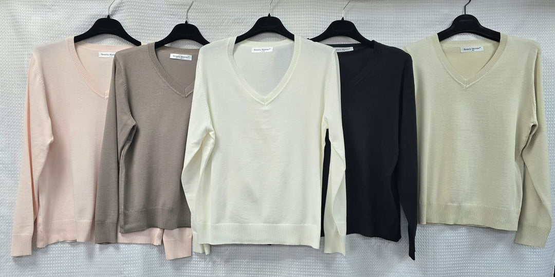 Fine V neck soft touch Knit (8p.pack)