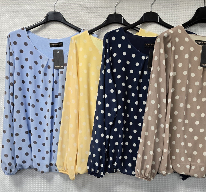 Polka Dot Bubble Hem Blouse