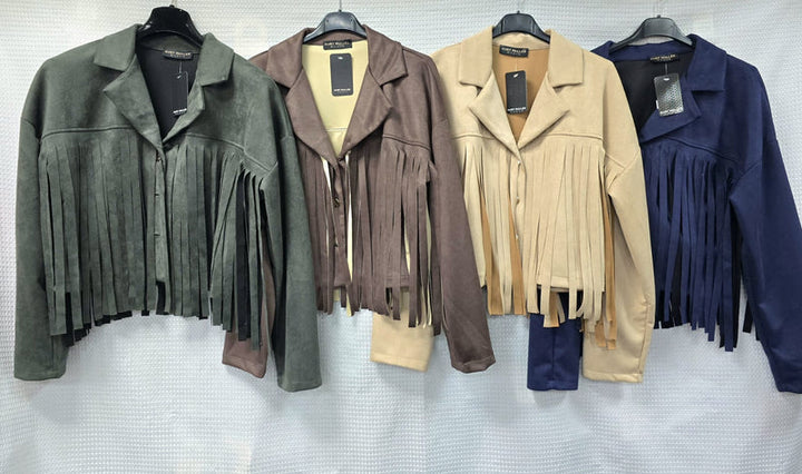 Tassled Suedette Button Jacket - jqwholesale.com