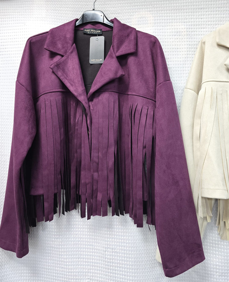 Tassled Suedette Button Jacket - jqwholesale.com