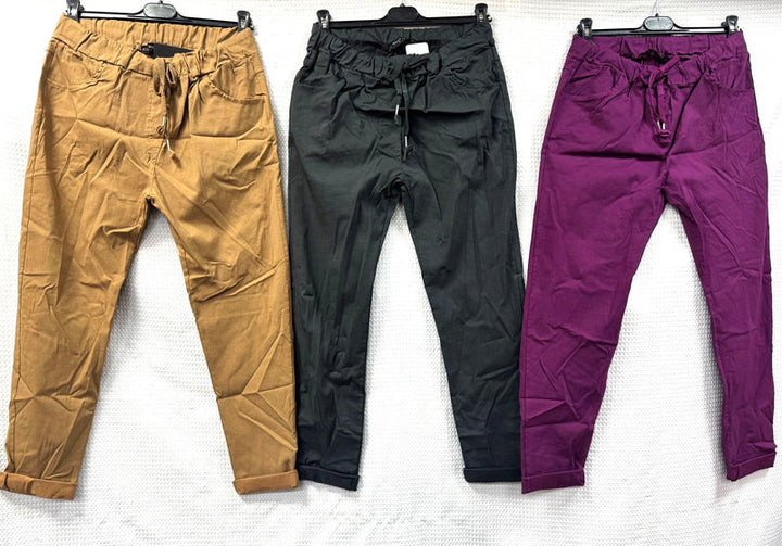 Plain Bi-Stretch Magic Trousers - jqwholesale.com