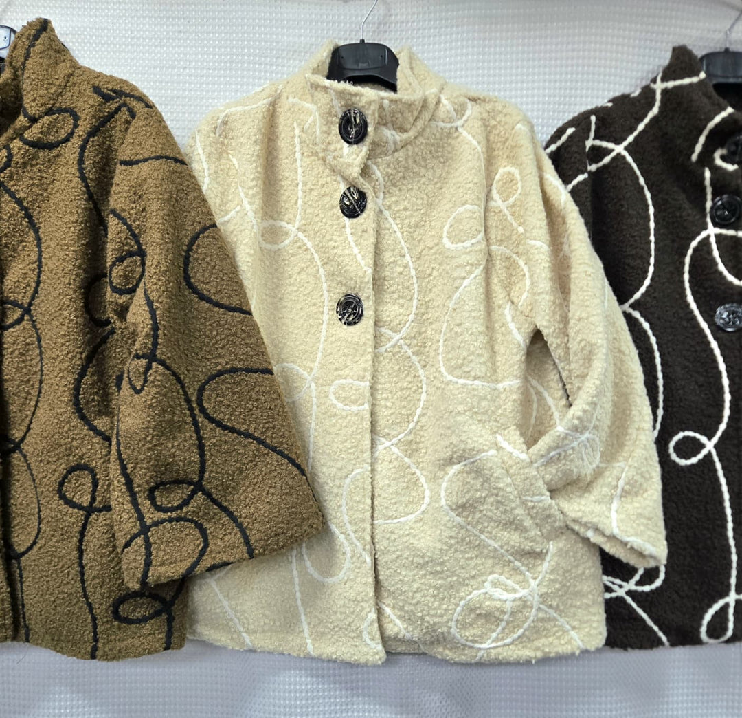 Cornelli Stitch Teddy Boucle Coatigan - jqwholesale.com