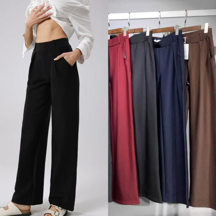 Wide Leg Yu&Me Scuba Bi Stretch Elasticated Stretch Trousers (4p.pack)