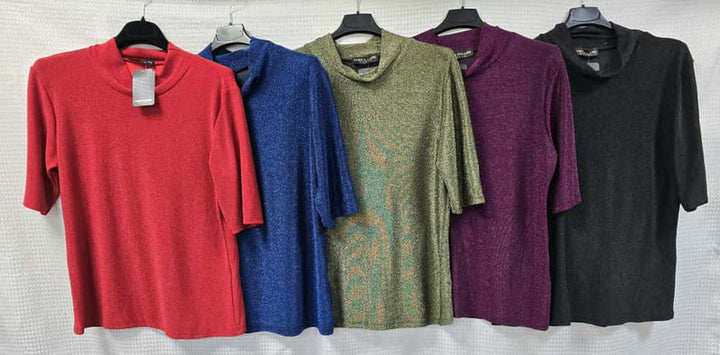 Shimmer Lurex Short Sleeve Top