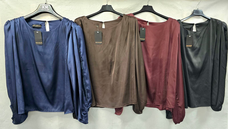 Lace Sleeve Sateen Top