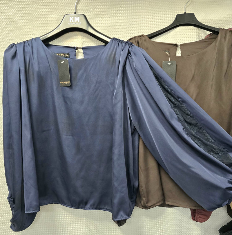 Lace Sleeve Sateen Top