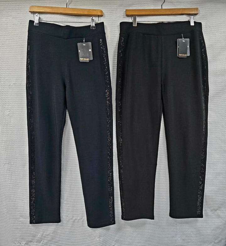 Side Sparkle Stretch Black Trousers (15P.PACK)