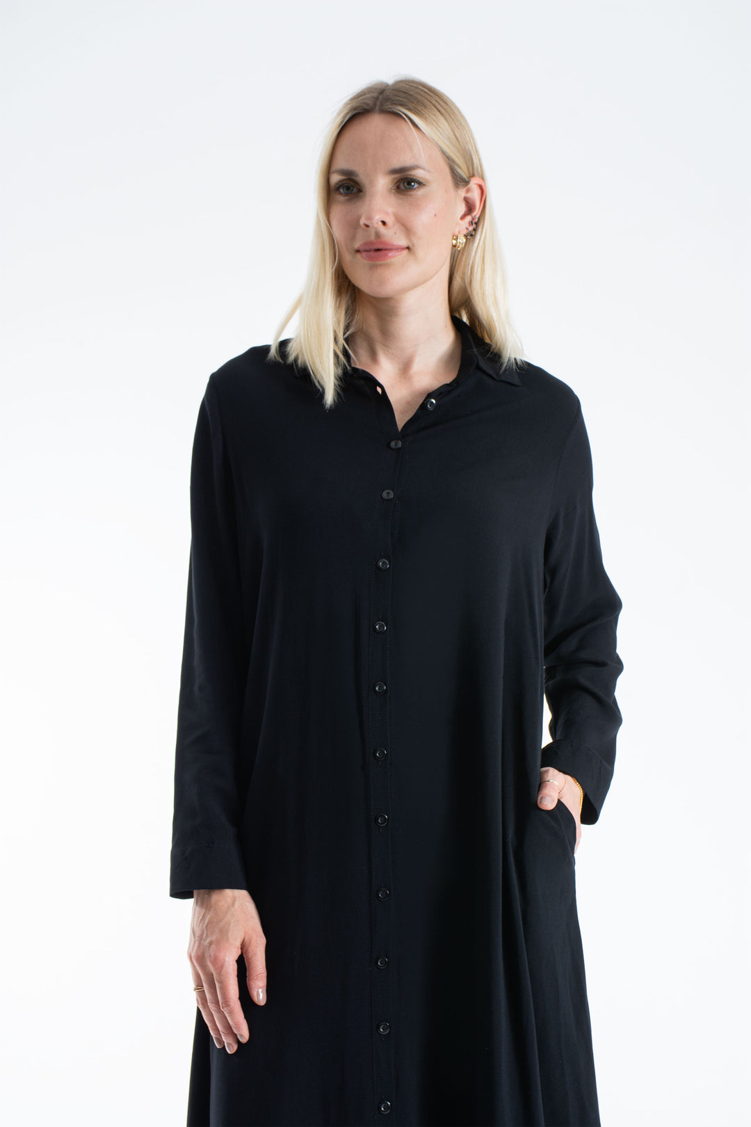 Womens Viscose Long Sleeve Maxi Shirt Dress