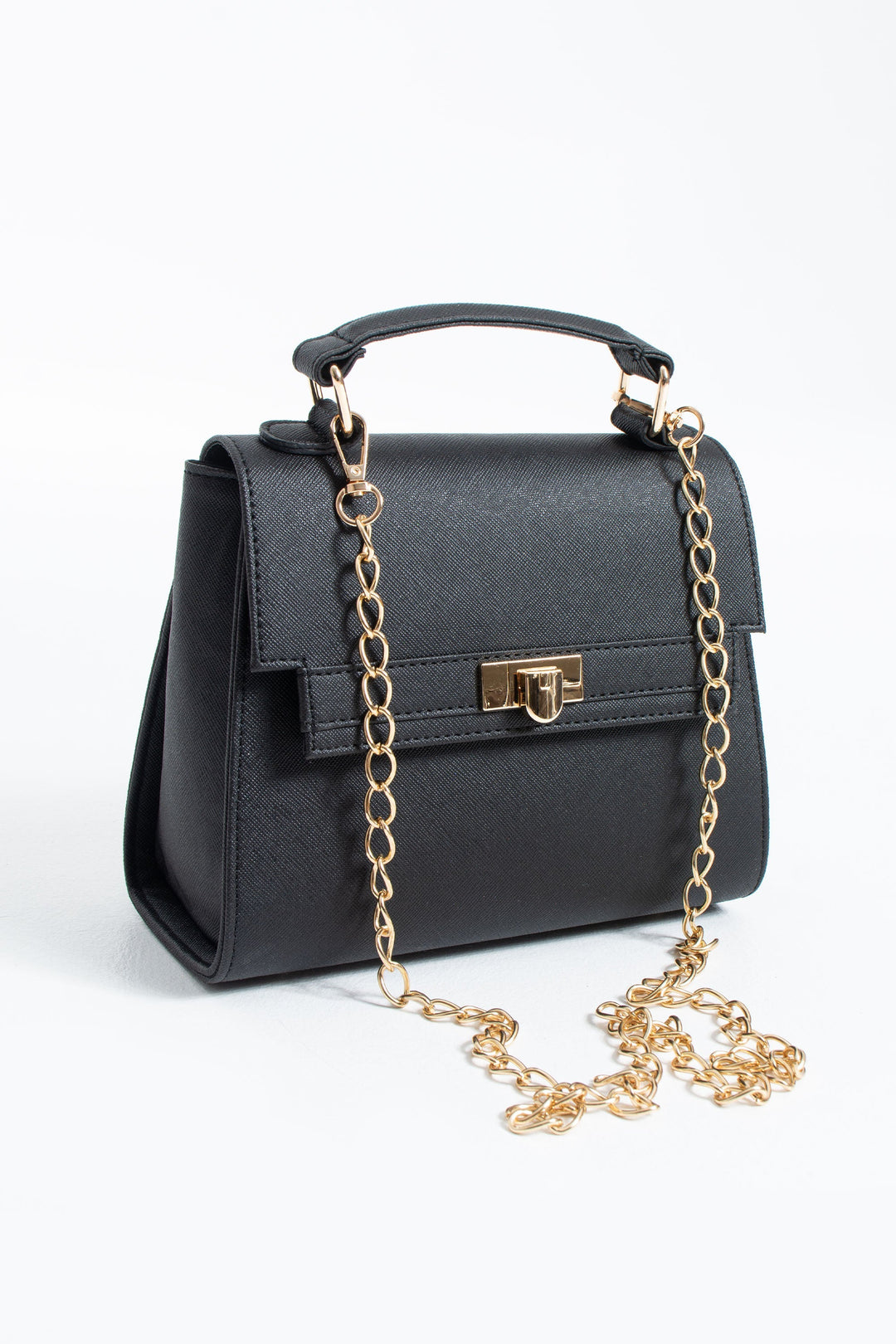 Pu Leather Top Handle Satchel Crossbody Bag - Black