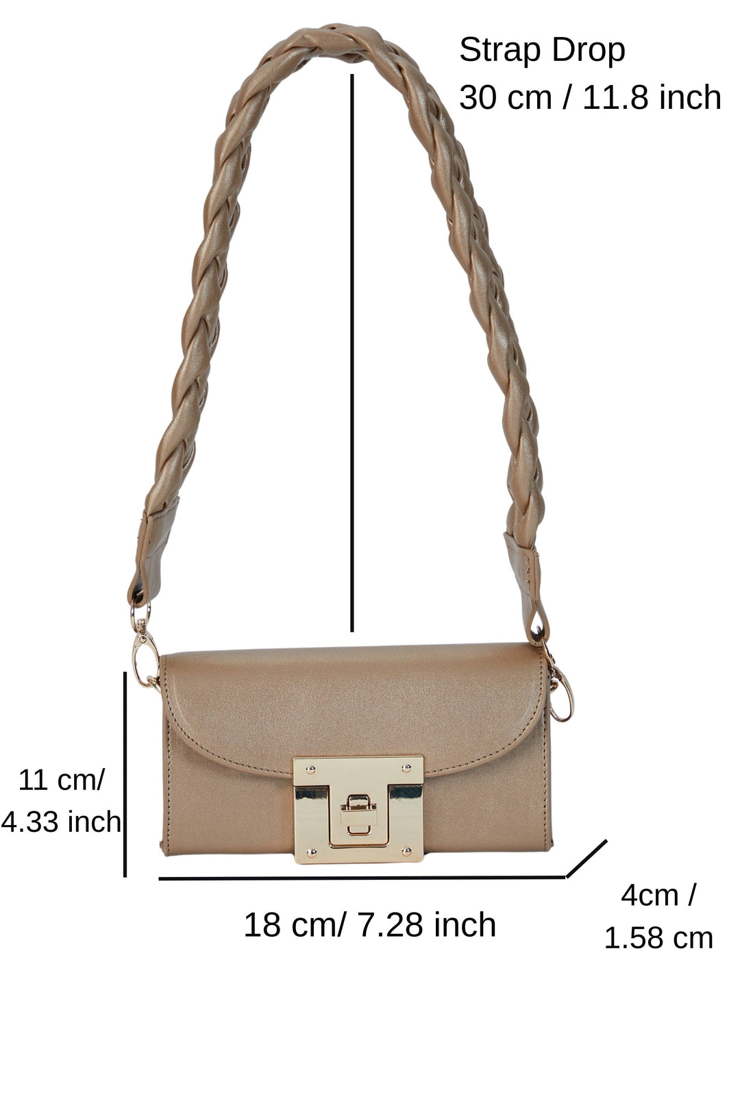 Mini Shoulder Bag With Chuncky Braided Strap - Gold