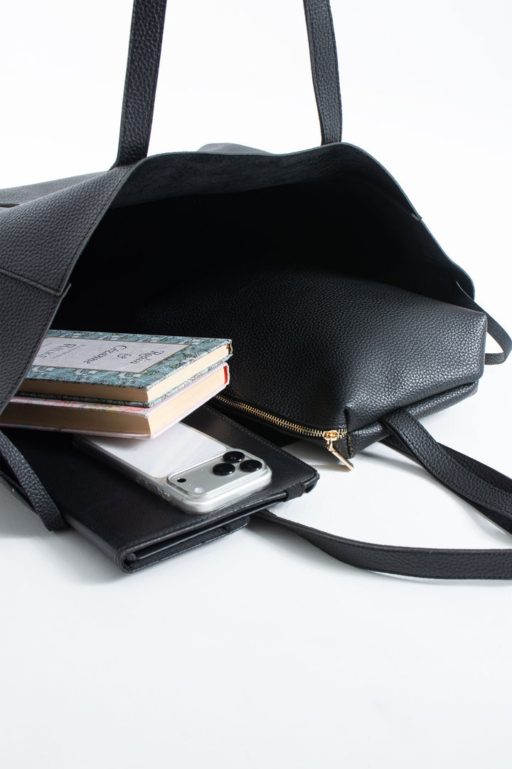 Pu Leather Weekend Bag  – 2 Pcs Set - Black