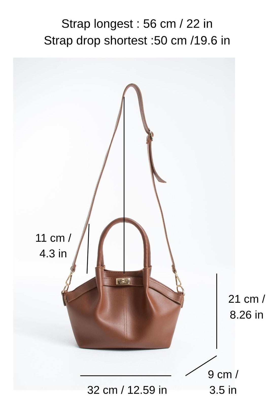 Pu Leather Top Handle Crossbody Bag with Twist Lock Detail - Tan