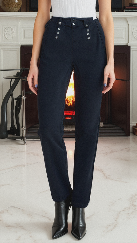 Voggo Black Wide Leg Jeans with Silver Buttons (5p.pack) - jqwholesale.com