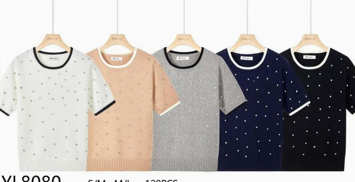 Crystal Embellished Knit Top (2p.pack) - jqwholesale.com