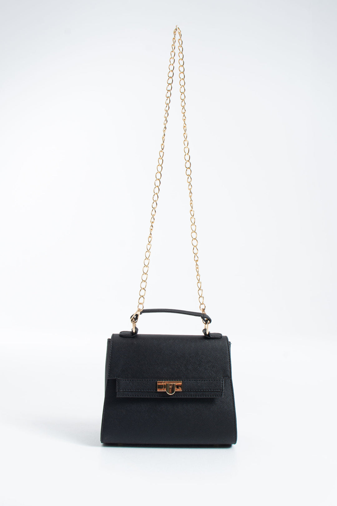 Pu Leather Top Handle Satchel Crossbody Bag - Black