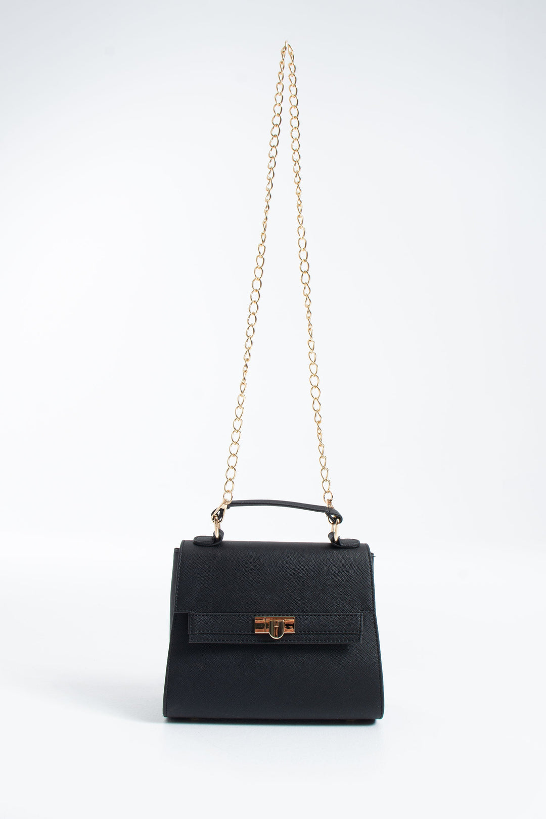 Pu Leather Top Handle Satchel Crossbody Bag - Black