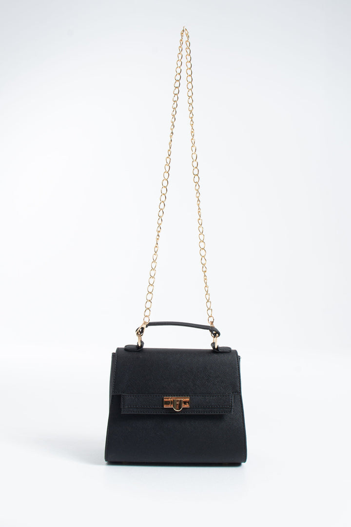Pu Leather Top Handle Satchel Crossbody Bag - Black