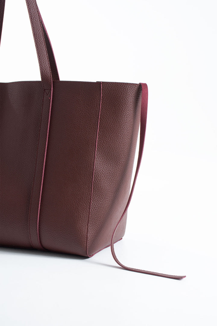 Pu Leather Weekend Bag - 2 Pcs Set - Burgundy