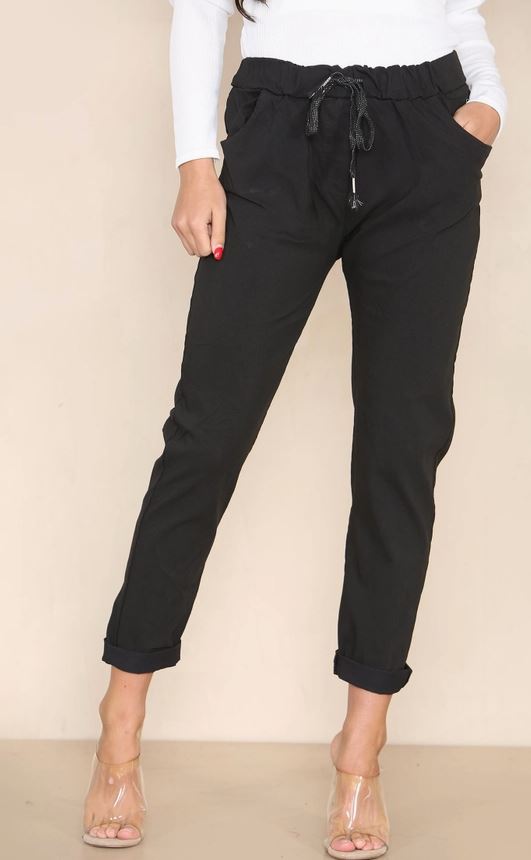 Plain Bi-Stretch Magic Trousers - jqwholesale.com